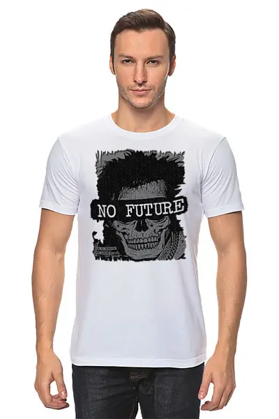 Заказать мужскую футболку в Москве. Футболка классическая No Future от oneredfoxstore@gmail.com - готовые дизайны и нанесение принтов.