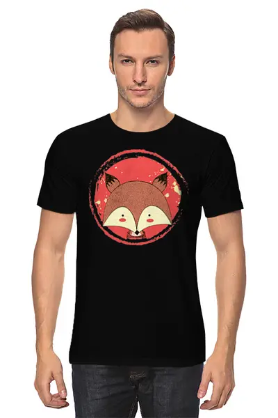 Заказать мужскую футболку в Москве. Футболка классическая Fox Here от oneredfoxstore@gmail.com - готовые дизайны и нанесение принтов.