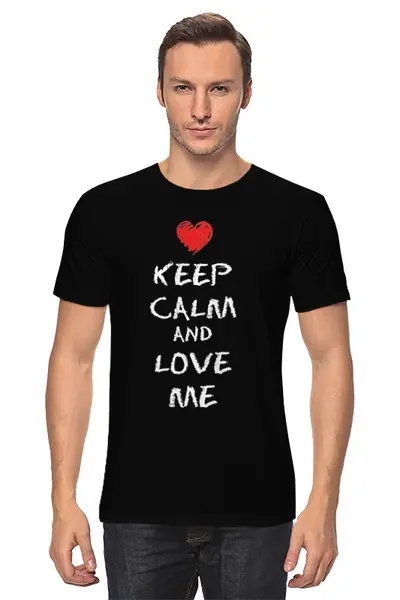 Заказать мужскую футболку в Москве. Футболка классическая Love Me от Just kidding - готовые дизайны и нанесение принтов.