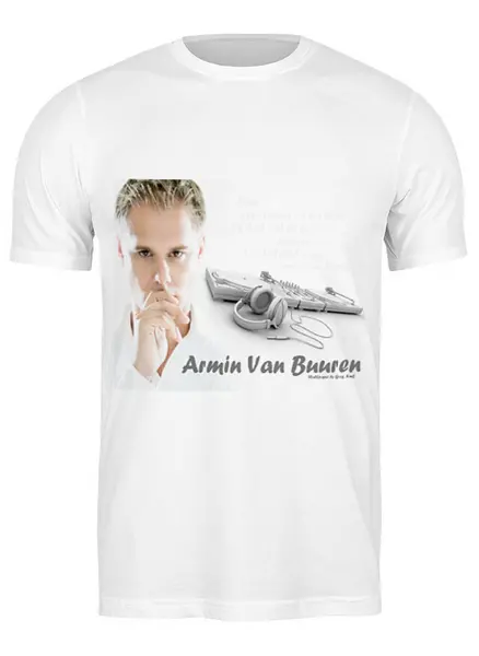 Заказать мужскую футболку в Москве. Футболка классическая armin van buuren от elena - готовые дизайны и нанесение принтов.