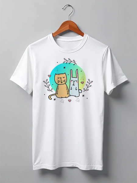 Заказать мужскую футболку в Москве. Футболка классическая Cats Here от oneredfoxstore@gmail.com - готовые дизайны и нанесение принтов.