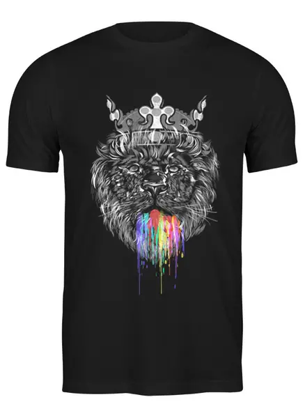 Заказать мужскую футболку в Москве. Футболка классическая Радужный лев от ISliM - готовые дизайны и нанесение принтов.