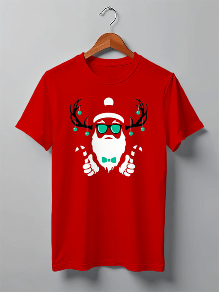 Заказать мужскую футболку в Москве. Футболка классическая Santa Deer от skynatural - готовые дизайны и нанесение принтов.