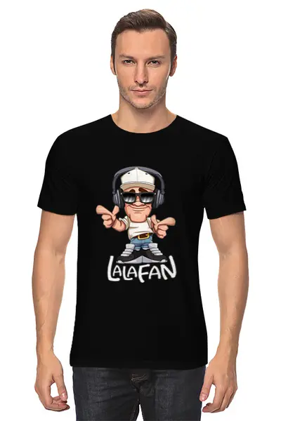 Заказать мужскую футболку в Москве. Футболка классическая LalaFan DJ T-Shirt (чёрная, муж.) от LalaFan  - готовые дизайны и нанесение принтов.