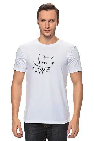 Заказать мужскую футболку в Москве. Футболка классическая Кошка от Виктор Гришин - готовые дизайны и нанесение принтов.