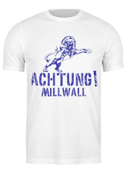 Заказать мужскую футболку в Москве. Футболка классическая Achtung Millwall FC logo tee от Millwall Supporters Club Russia - готовые дизайны и нанесение принтов.