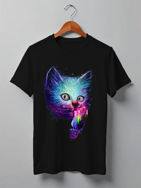 Заказать мужскую футболку в Москве. Футболка классическая Swag cat от Sergio Happy - готовые дизайны и нанесение принтов.