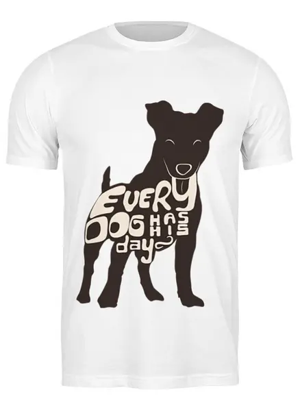 Заказать мужскую футболку в Москве. Футболка классическая Happy dog от frau - готовые дизайны и нанесение принтов.