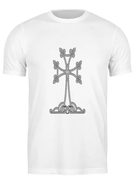 Заказать мужскую футболку в Москве. Футболка классическая Армянский крест от ar_lev - готовые дизайны и нанесение принтов.