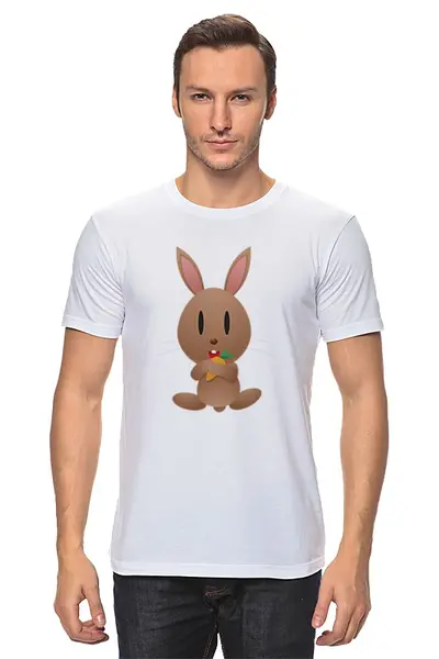 Заказать мужскую футболку в Москве. Футболка классическая Кролик от Zamula - готовые дизайны и нанесение принтов.