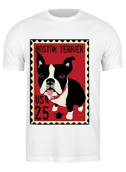 Заказать мужскую футболку в Москве. Футболка классическая Boston Terrier от Pinky-Winky - готовые дизайны и нанесение принтов.