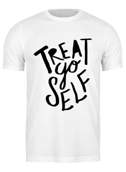 Заказать мужскую футболку в Москве. Футболка классическая Treat yo self от Kostya  - готовые дизайны и нанесение принтов.
