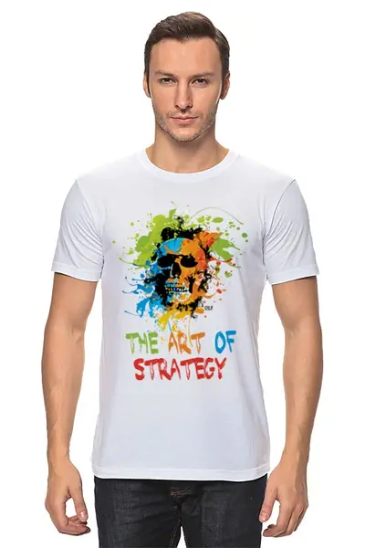 Заказать мужскую футболку в Москве. Футболка классическая The Art of Strategy. Череп от OEX design - готовые дизайны и нанесение принтов.