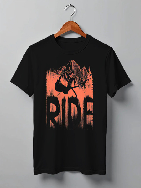 Заказать мужскую футболку в Москве. Футболка классическая Ski Ride от oneredfoxstore@gmail.com - готовые дизайны и нанесение принтов.