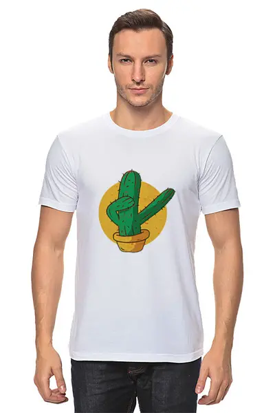 Заказать мужскую футболку в Москве. Футболка классическая Dabbing Cactus от Павел Павел - готовые дизайны и нанесение принтов.