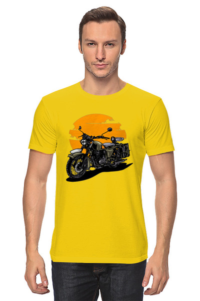 Заказать мужскую футболку в Москве. Футболка классическая Мотоцикл  от Print design  - готовые дизайны и нанесение принтов.