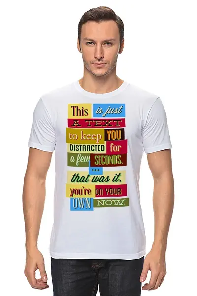 Заказать мужскую футболку в Москве. Футболка классическая Text                    от Savara - готовые дизайны и нанесение принтов.