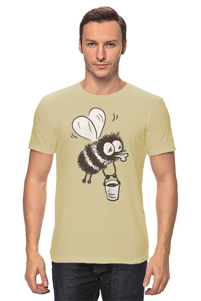 Заказать мужскую футболку в Москве. Футболка классическая Пчёлка с ведром мёда от skynatural - готовые дизайны и нанесение принтов.