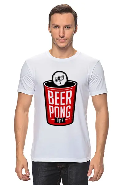 Заказать мужскую футболку в Москве. Футболка классическая Master of Beer Pong  от prodesign - готовые дизайны и нанесение принтов.