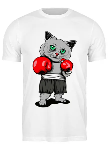 Заказать мужскую футболку в Москве. Футболка классическая BoxingCAT от balden - готовые дизайны и нанесение принтов.