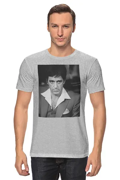 Заказать мужскую футболку в Москве. Футболка классическая Al Pacino от KinoArt - готовые дизайны и нанесение принтов.