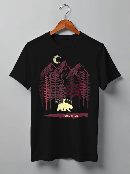 Заказать мужскую футболку в Москве. Футболка классическая Bear Here от oneredfoxstore@gmail.com - готовые дизайны и нанесение принтов.