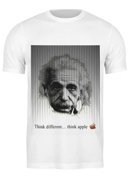 Заказать мужскую футболку в Москве. Футболка классическая Эйнштейн от aleksunybonii - готовые дизайны и нанесение принтов.