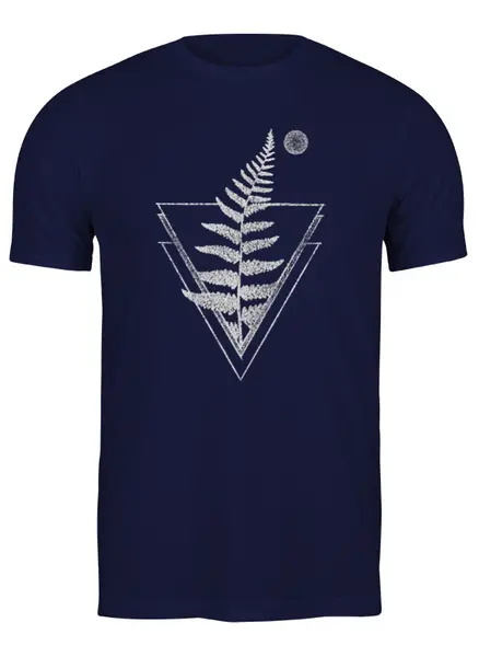 Заказать мужскую футболку в Москве. Футболка классическая Fern and Moon Triangle Tattoo от oneredfoxstore@gmail.com - готовые дизайны и нанесение принтов.