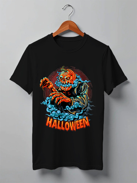 Заказать мужскую футболку в Москве. Футболка классическая Halloween - Зомби с дымком от printeriumstore@gmail.com - готовые дизайны и нанесение принтов.