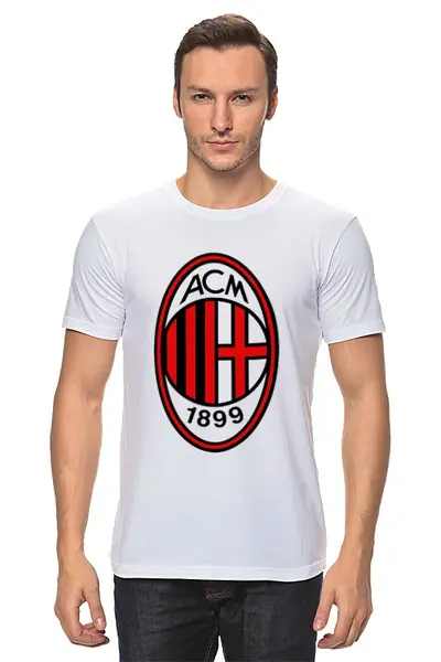 Заказать мужскую футболку в Москве. Футболка классическая AC Milan от YellowCloverShop - готовые дизайны и нанесение принтов.