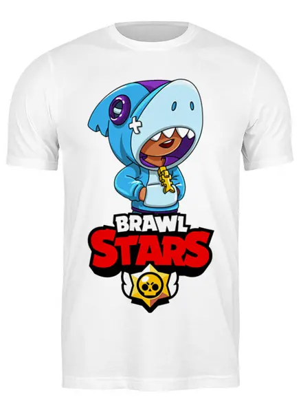 Заказать мужскую футболку в Москве. Футболка классическая BRAWL STARS LEON от geekbox - готовые дизайны и нанесение принтов.