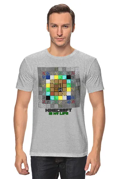 Заказать мужскую футболку в Москве. Футболка классическая Minecraft - is my life! от pavlnik1@yandex.ru - готовые дизайны и нанесение принтов.