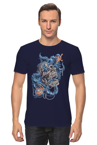 Заказать мужскую футболку в Москве. Футболка классическая ⚠ Octopus&Skull ⚠ от balden - готовые дизайны и нанесение принтов.