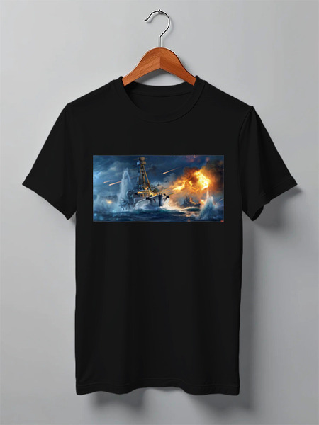 Заказать мужскую футболку в Москве. Футболка классическая World of Warships от TheAndarz  - готовые дизайны и нанесение принтов.