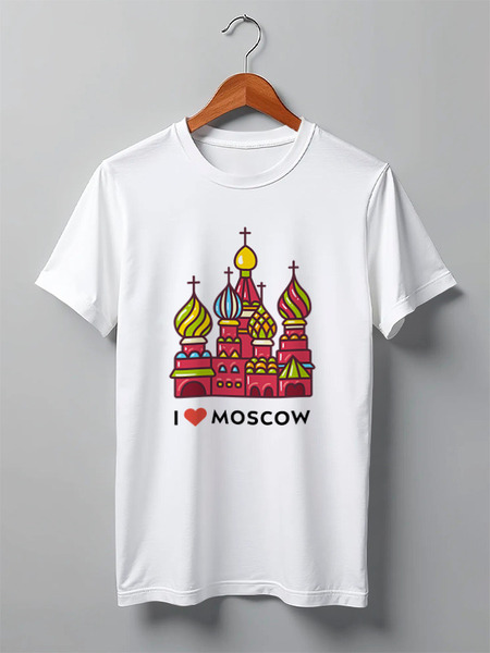 Заказать мужскую футболку в Москве. Футболка классическая Я люблю Москву от Андрей Саенко - готовые дизайны и нанесение принтов.