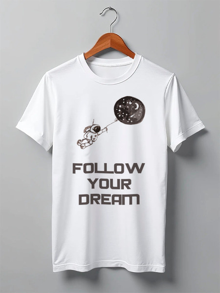 Заказать мужскую футболку в Москве. Футболка классическая Follow your dream от james.r - готовые дизайны и нанесение принтов.