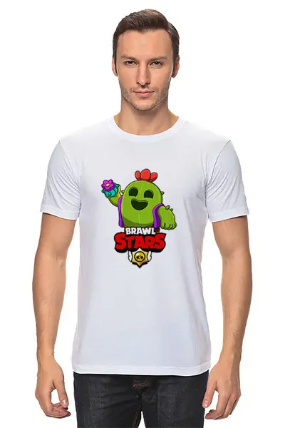 Заказать мужскую футболку в Москве. Футболка классическая BRAWL STARS SPIKE от geekbox - готовые дизайны и нанесение принтов.