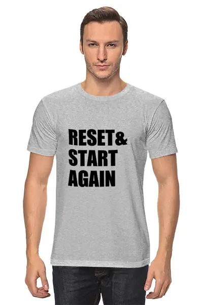 Заказать мужскую футболку в Москве. Футболка классическая Reset & Start again (футболка) от chernysheva-mari@mail.ru - готовые дизайны и нанесение принтов.