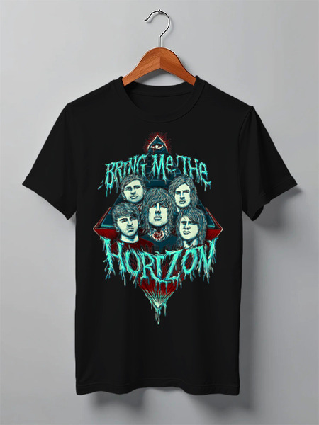 Заказать мужскую футболку в Москве. Футболка классическая Bring me the horizon от Мария Борисенкова - готовые дизайны и нанесение принтов.