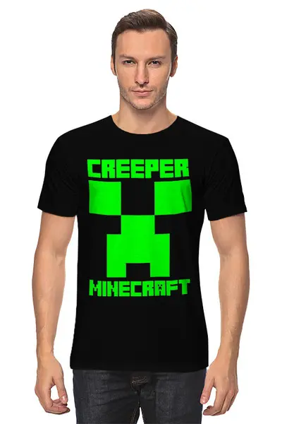 Заказать мужскую футболку в Москве. Футболка классическая MINECRAFT CREEPER от weeert - готовые дизайны и нанесение принтов.