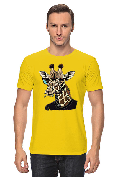 Заказать мужскую футболку в Москве. Футболка классическая Жираф     от Print design  - готовые дизайны и нанесение принтов.