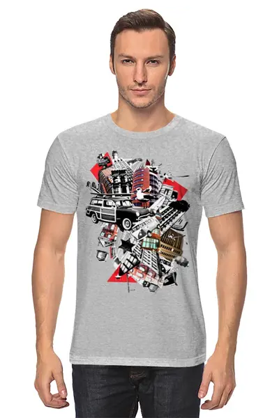 Заказать мужскую футболку в Москве. Футболка классическая ГОРОД от CoolDesign - готовые дизайны и нанесение принтов.
