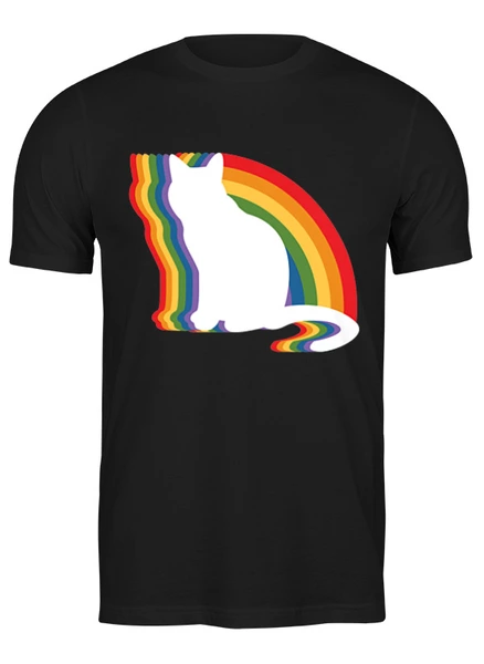 Заказать мужскую футболку в Москве. Футболка классическая Радужный котик от skynatural - готовые дизайны и нанесение принтов.