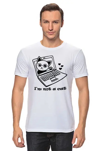 Заказать мужскую футболку в Москве. Футболка классическая I'm not a cat от nvg.99@mail.ru - готовые дизайны и нанесение принтов.