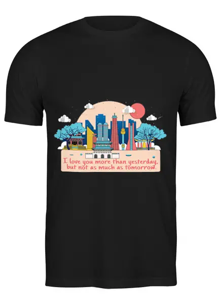 Заказать мужскую футболку в Москве. Футболка классическая Seoul love от Анастасия - готовые дизайны и нанесение принтов.