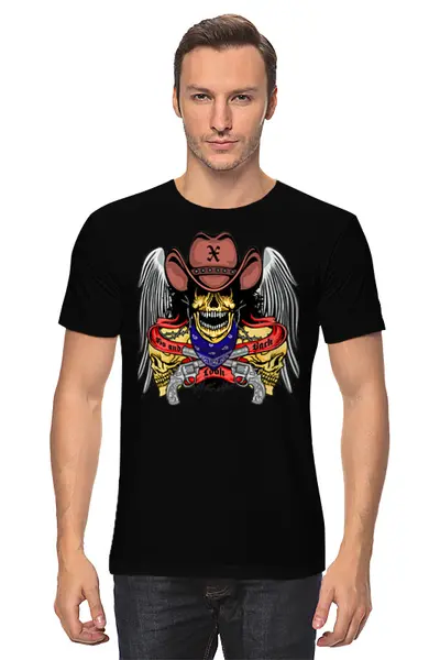 Заказать мужскую футболку в Москве. Футболка классическая SkullCowboy от balden - готовые дизайны и нанесение принтов.