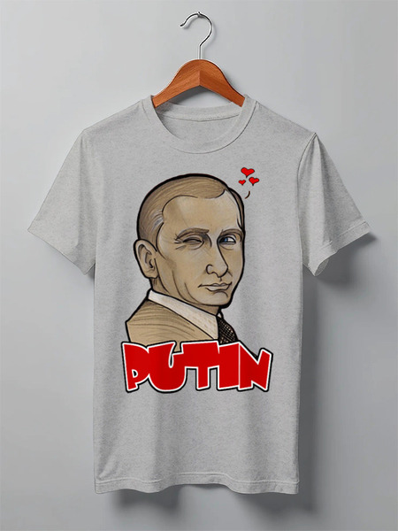 Заказать мужскую футболку в Москве. Футболка классическая Putin от Leichenwagen - готовые дизайны и нанесение принтов.