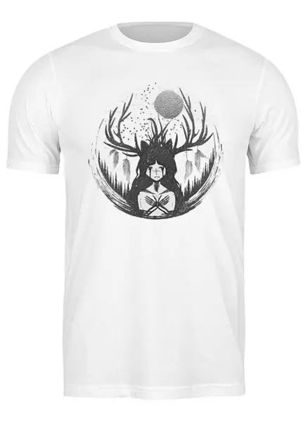 Заказать мужскую футболку в Москве. Футболка классическая Forest Girl от oneredfoxstore@gmail.com - готовые дизайны и нанесение принтов.