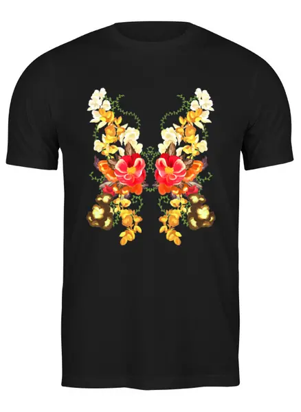 Заказать мужскую футболку в Москве. Футболка классическая Цветочная бабочка от printik - готовые дизайны и нанесение принтов.
