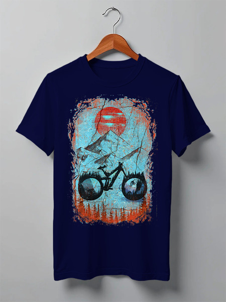 Заказать мужскую футболку в Москве. Футболка классическая Mountain Bike от oneredfoxstore@gmail.com - готовые дизайны и нанесение принтов.